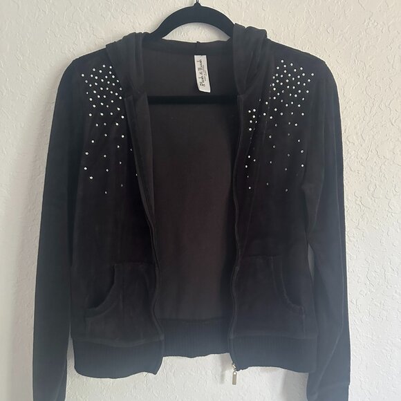 Victoria Secret Black Velour Tracksuit Sweater - Picture 1 of 7